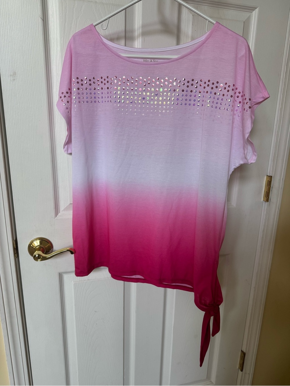 White Stag Women’s Pink Ombre Short Sleeve Top with Stud Detail Large (12-14)